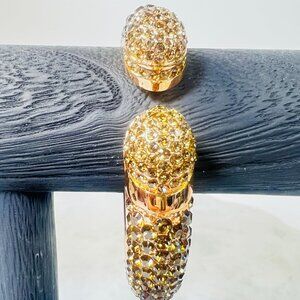 Joan Boyce Rose-Gold-Tone Hinged Bangle Bracelet Pink Pave Crystal Rhinestones